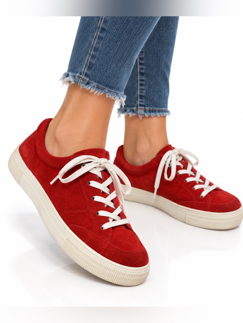 Legero Sneakers Size EU 42 U S 10.5-11 Red Suede Low Top Platform